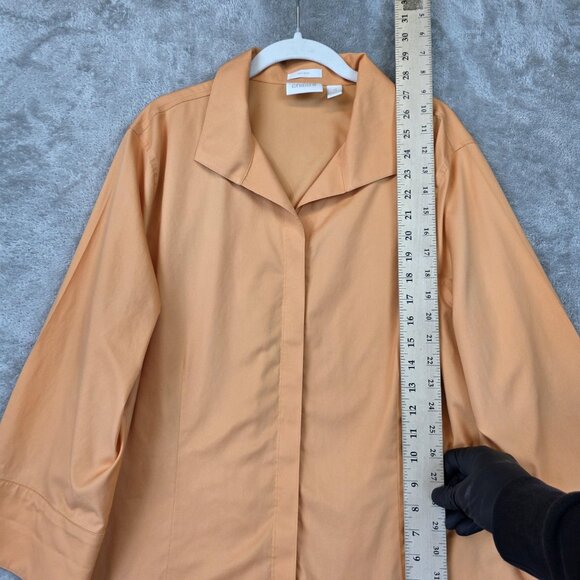 Chico's Shirt Womens 4 XXL Peach No-Iron Cotton Hidden Placket Collared Blouse - Picture 3 of 11